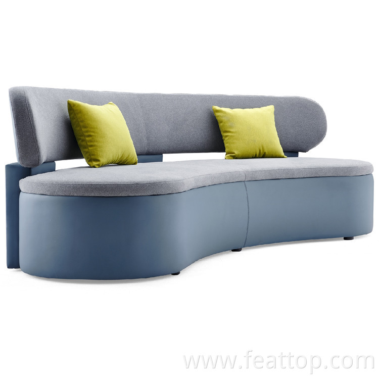 Modern Design Living Lounge Sofa Multiple People Leather Fabric Splicing Arc Lounge Sofa